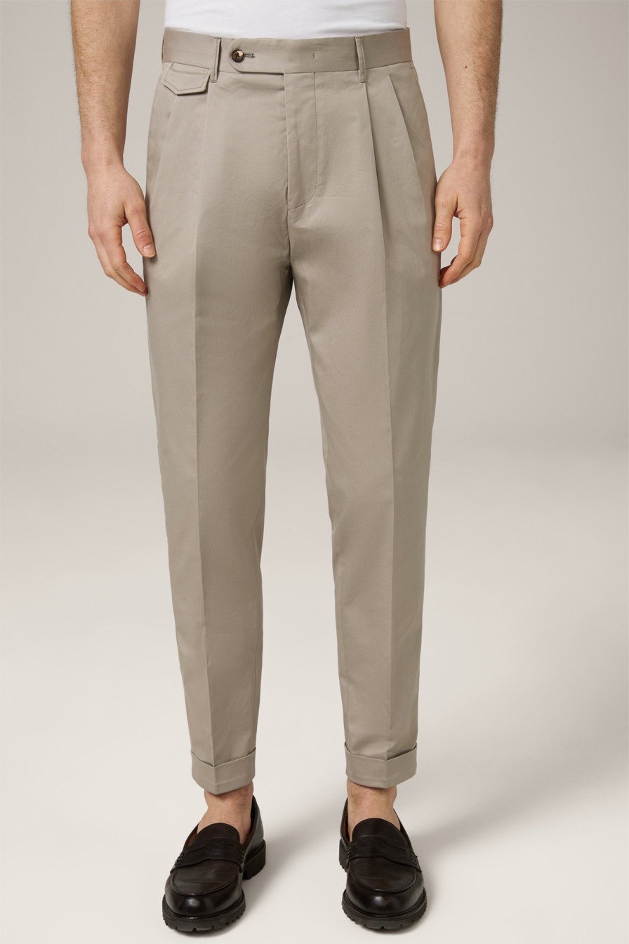 Clearance Windsor Sapo Cotton Chinos With Pleat-Front In Grey-Beige