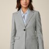 Online Windsor Wool Blend Longline Blazer In Light Grey Melange