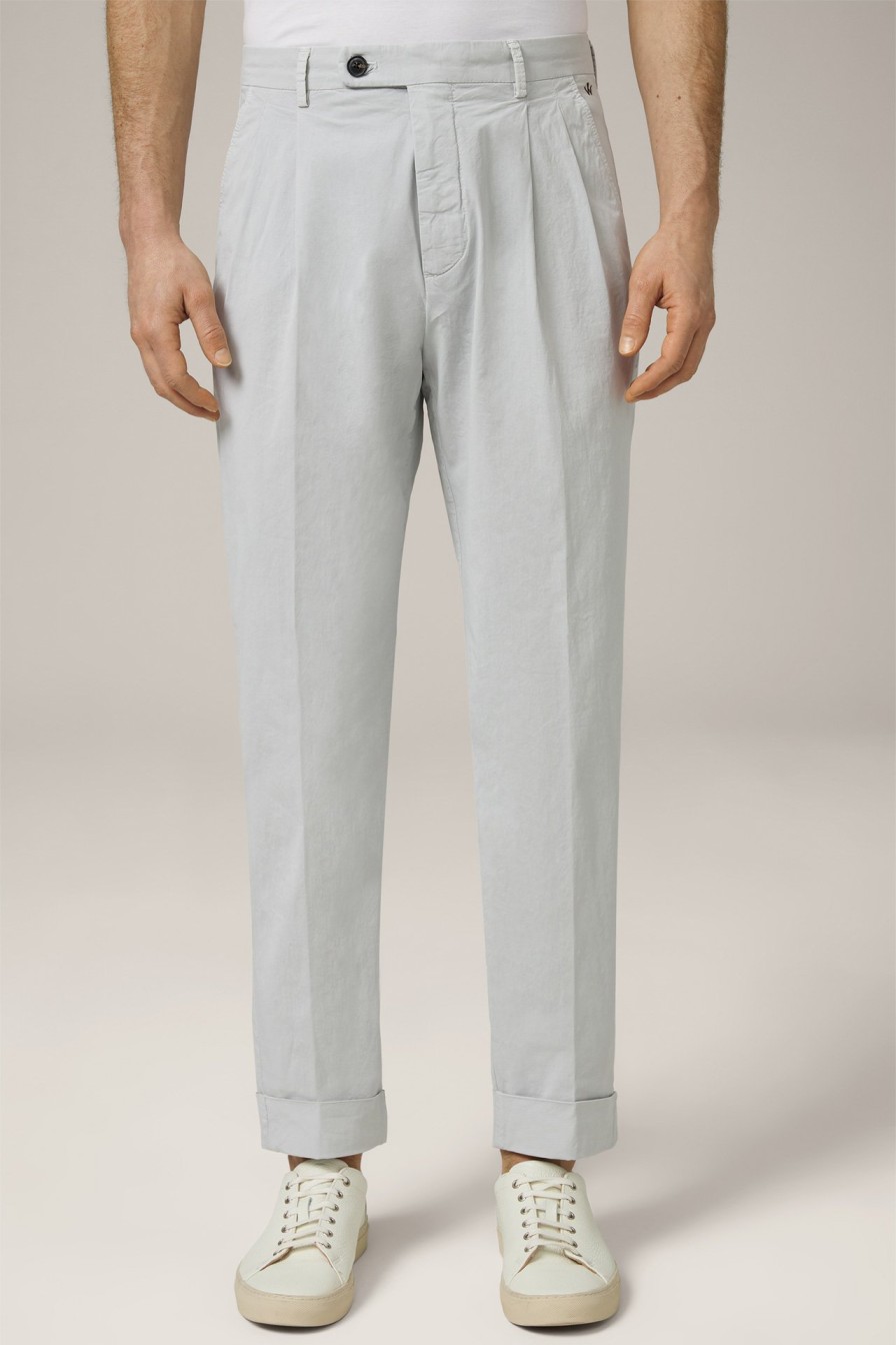 Hot Windsor Lightweight Salvino Summer Cotton Chinos With Pleats In Light Grey