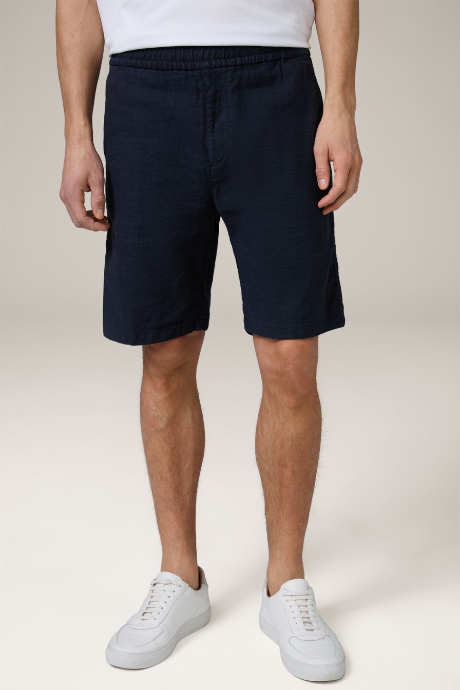 New Windsor Scurtino Linen Blend Shorts With Drawstring In Navy