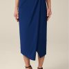 Hot Windsor Virgin Wool Midi Skirt With Wrap Detail In Blue