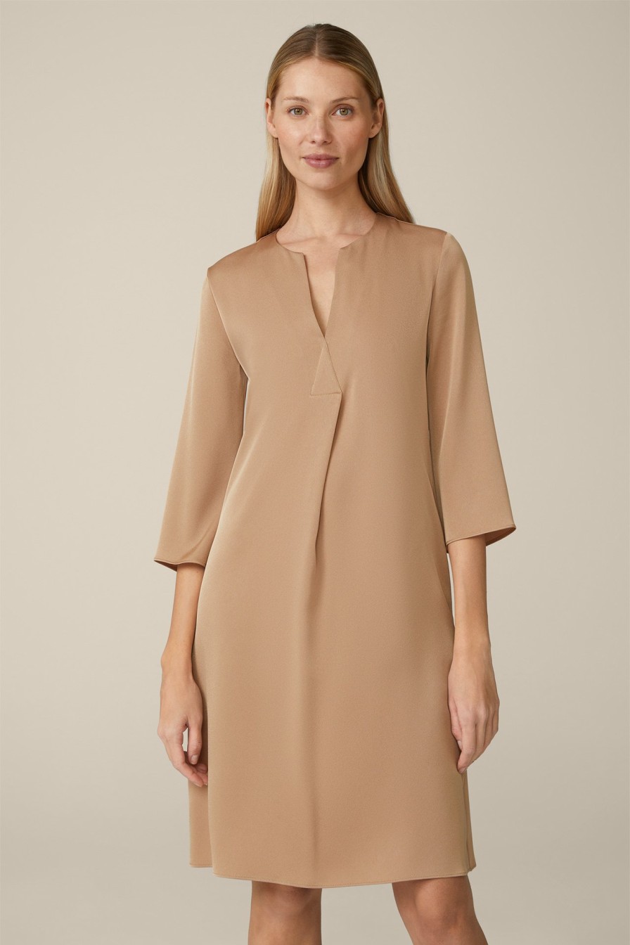 Hot Windsor A-Line Crepe Dress In Camel