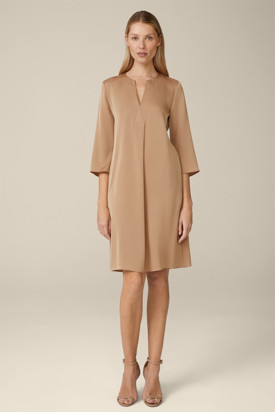 Hot Windsor A-Line Crepe Dress In Camel