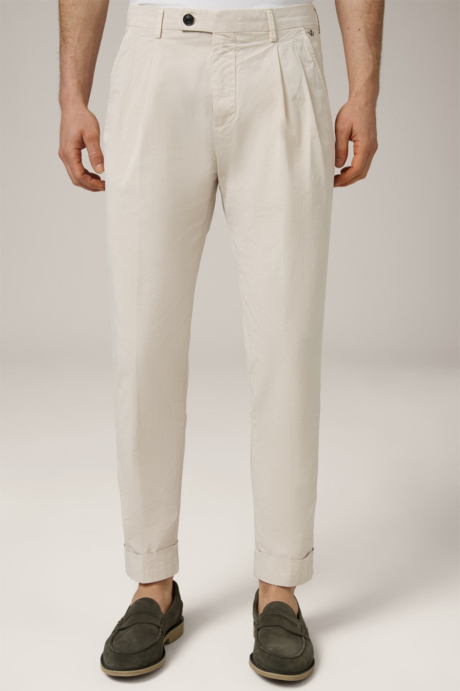 Hot Windsor Lightweight Salvino Summer Cotton Chinos With Pleats In Beige