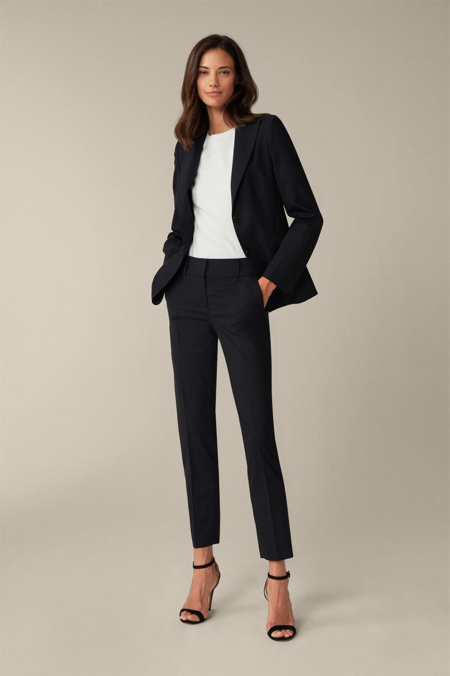 Clearance Windsor Virgin Wool Stretch Trousers In Navy