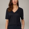 Wholesale Windsor Tencel Cotton V-Neck Shirt In Navy