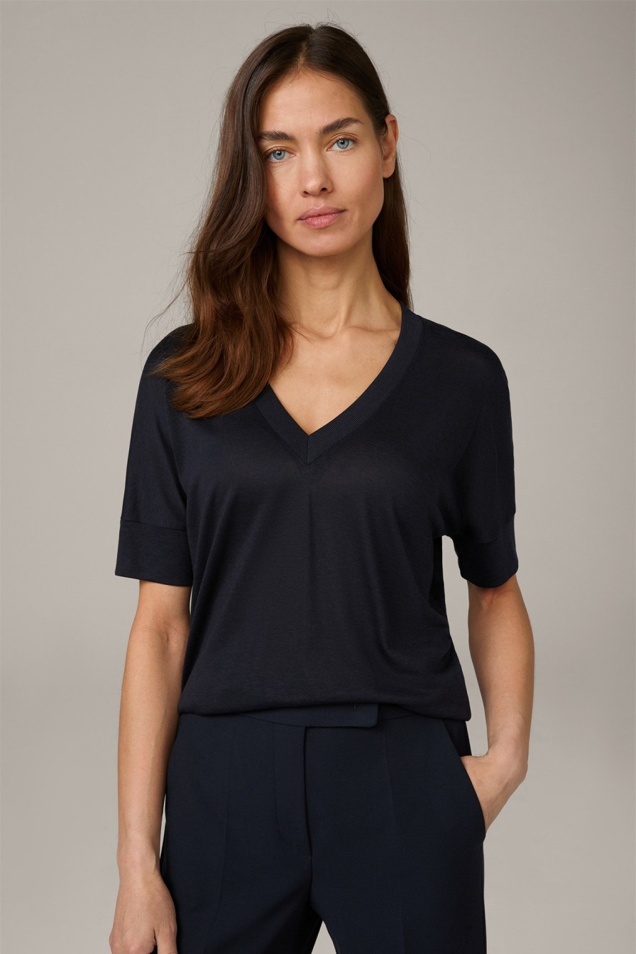 Wholesale Windsor Tencel Cotton V-Neck Shirt In Navy