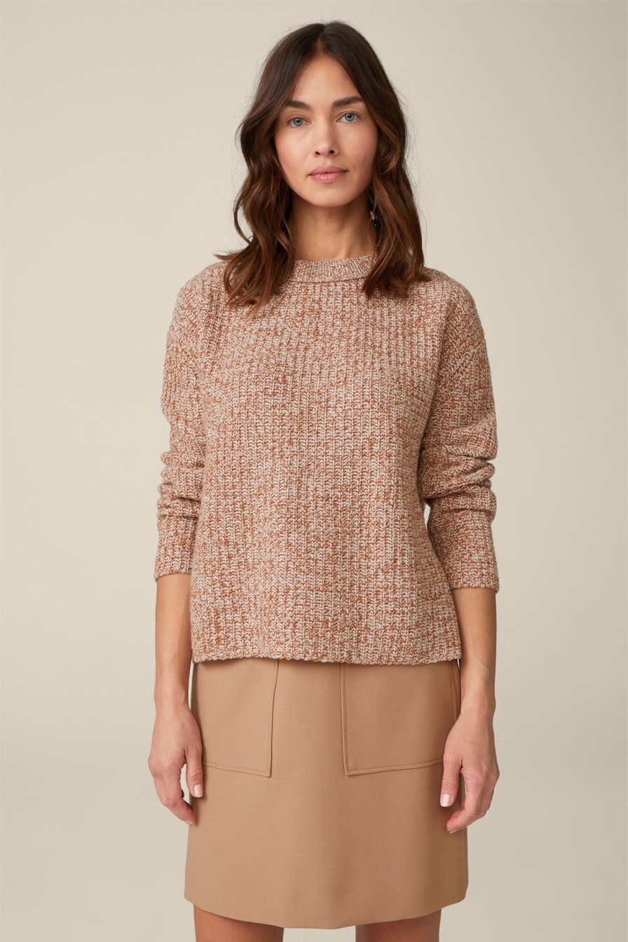 Online Windsor Virgin Wool Pullover With Cashmere In Copper And Ecru Patterned