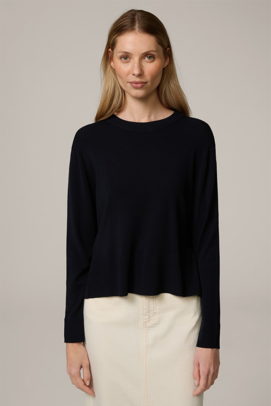 Best Windsor Merino Knitted Round Neck Pullover In Navy