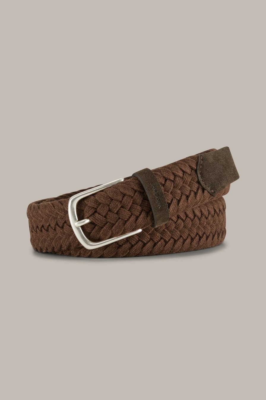 Clearance Windsor Wool And Suede Belt In Dark Brown