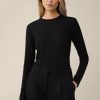 Clearance Windsor Lyocell-Wool Round Neck Pullover In Black