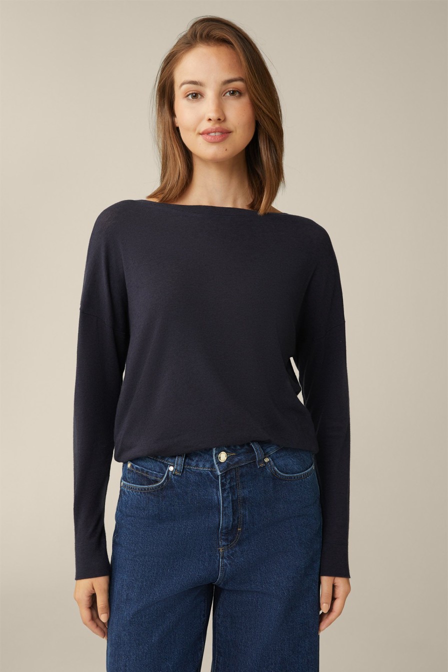 Online Windsor Tencel Stretch Wool Shirt In Navy