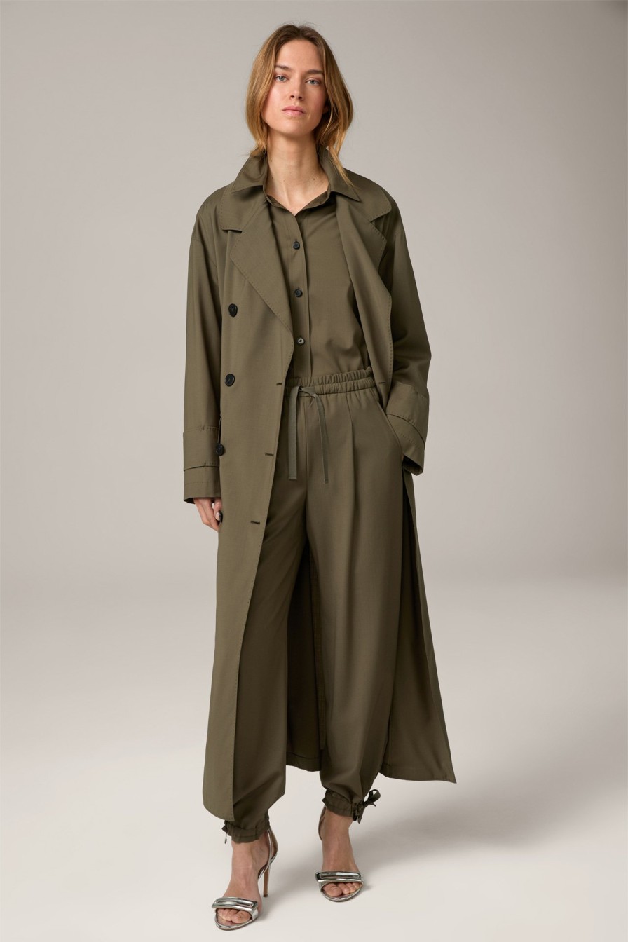 New Windsor Virgin Wool Balloon-Style Trousers In Olive