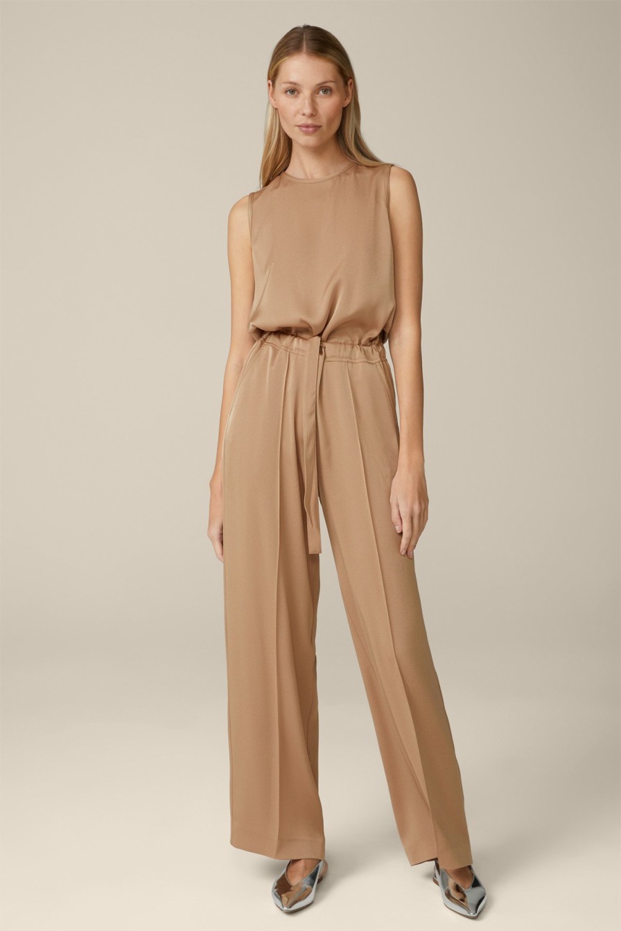 Hot Windsor Crepe Overalls In Camel