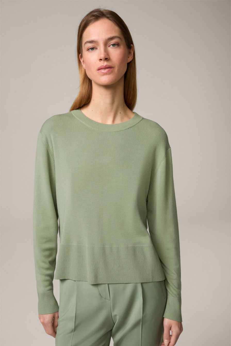 Wholesale Windsor Merino Knitted Round Neck Pullover In Sage