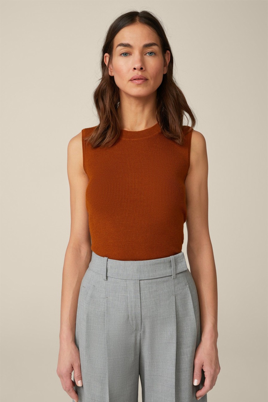 New Windsor Virgin Wool And Silk Blend Top In Copper