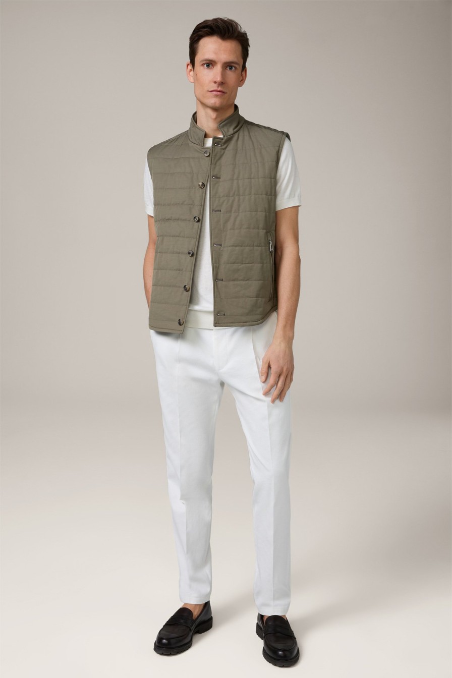 Hot Windsor Emiliano Cotton Blend Quilted Gilet With Stand-Up Collar In Olive