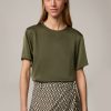 Wholesale Windsor Crepe Short-Sleeved Blouse In Olive