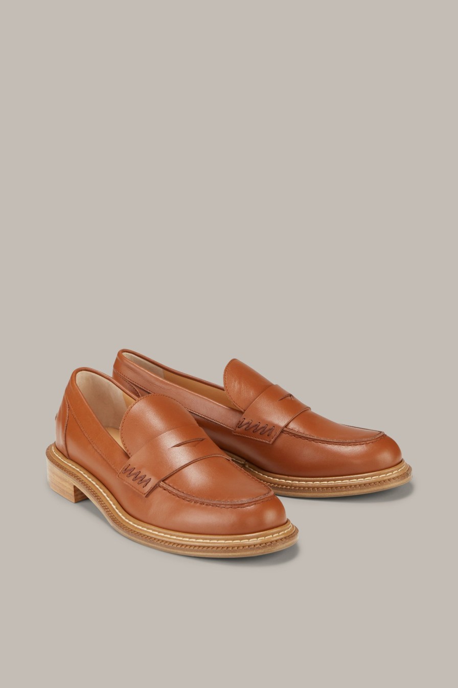 Hot Windsor Calf Nappa Leather Loafers By Unutzer In Cognac