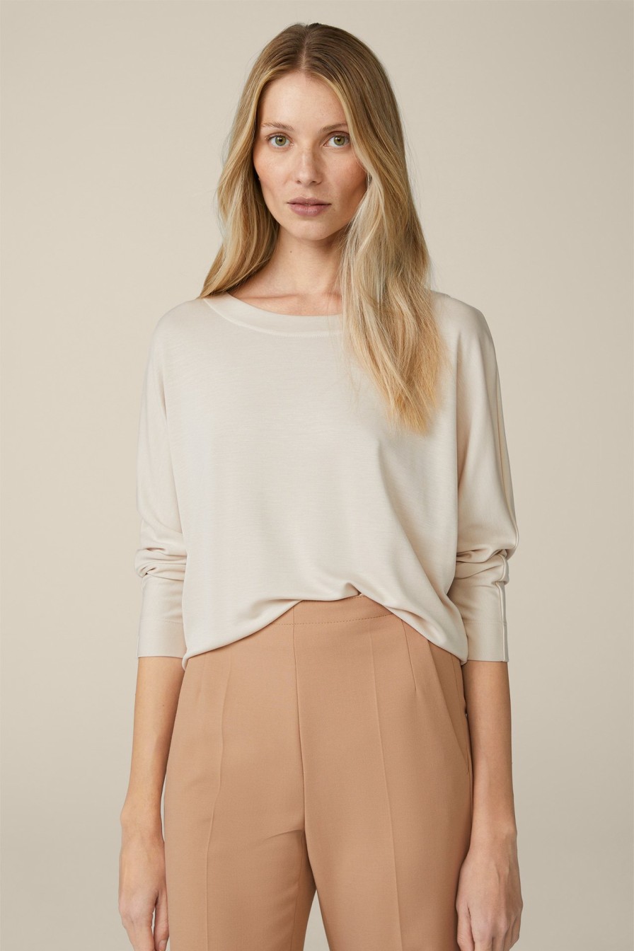 Online Windsor Long-Sleeved Jersey Tencel T-Shirt In Light Beige