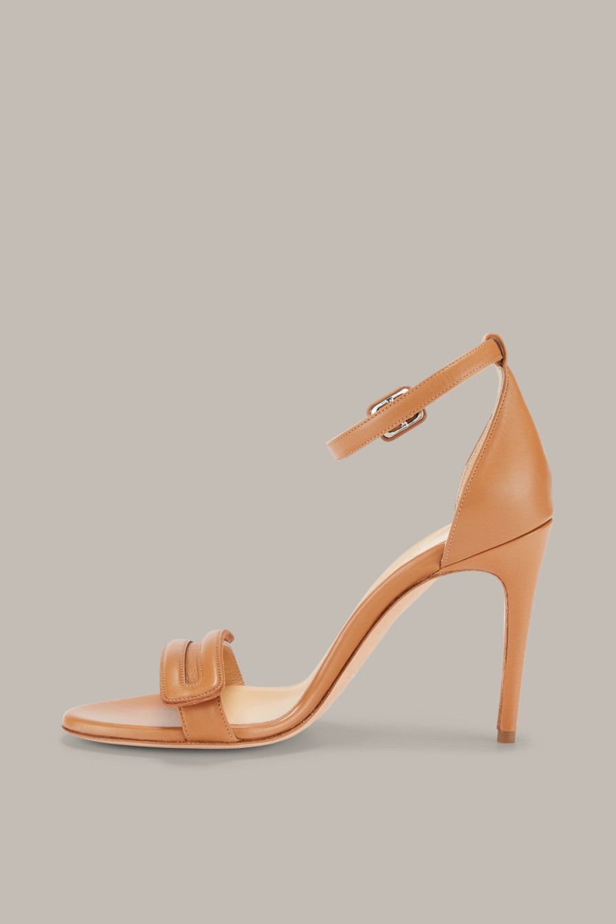 Best Windsor Nappa Leather Heeled Sandals By Unutzer In Cognac