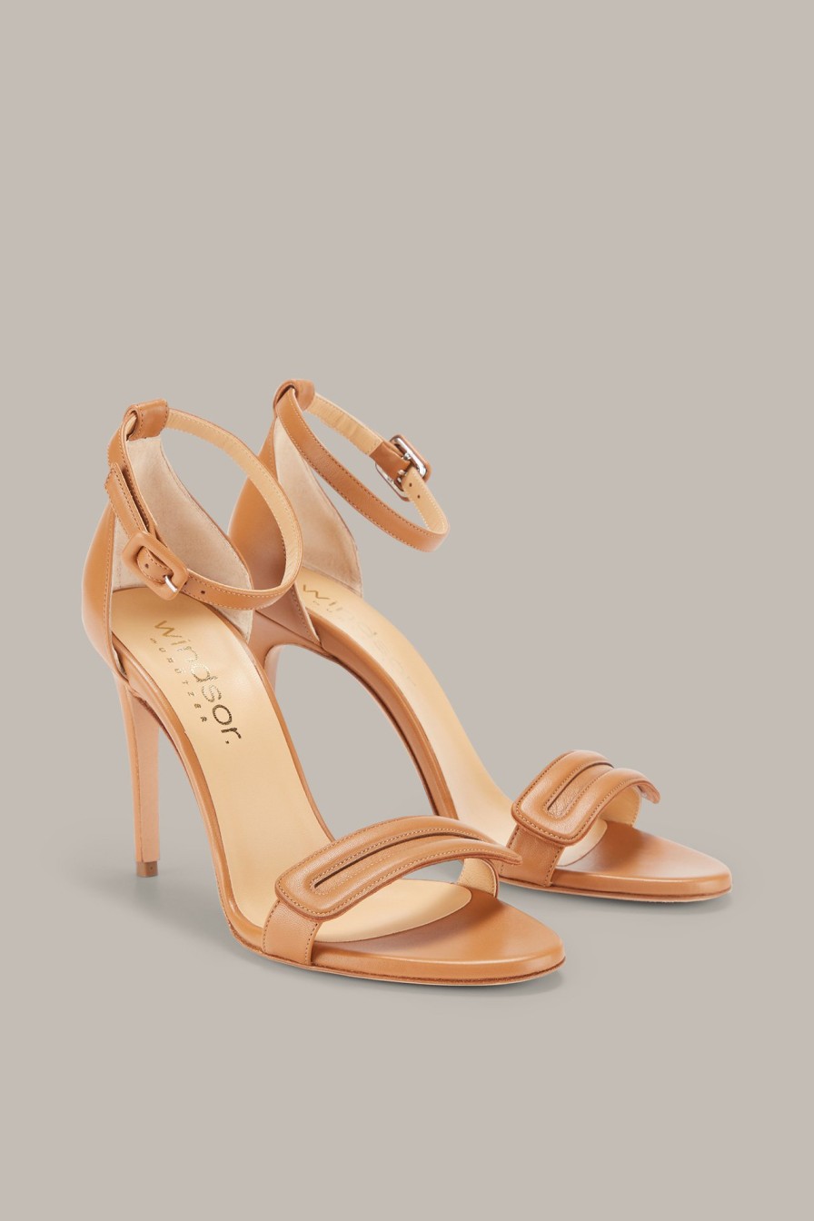 Best Windsor Nappa Leather Heeled Sandals By Unutzer In Cognac