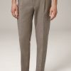 Online Windsor Silvi Modular Cotton Blend Trousers With Pleat-Front In A Brown And Beige Pattern