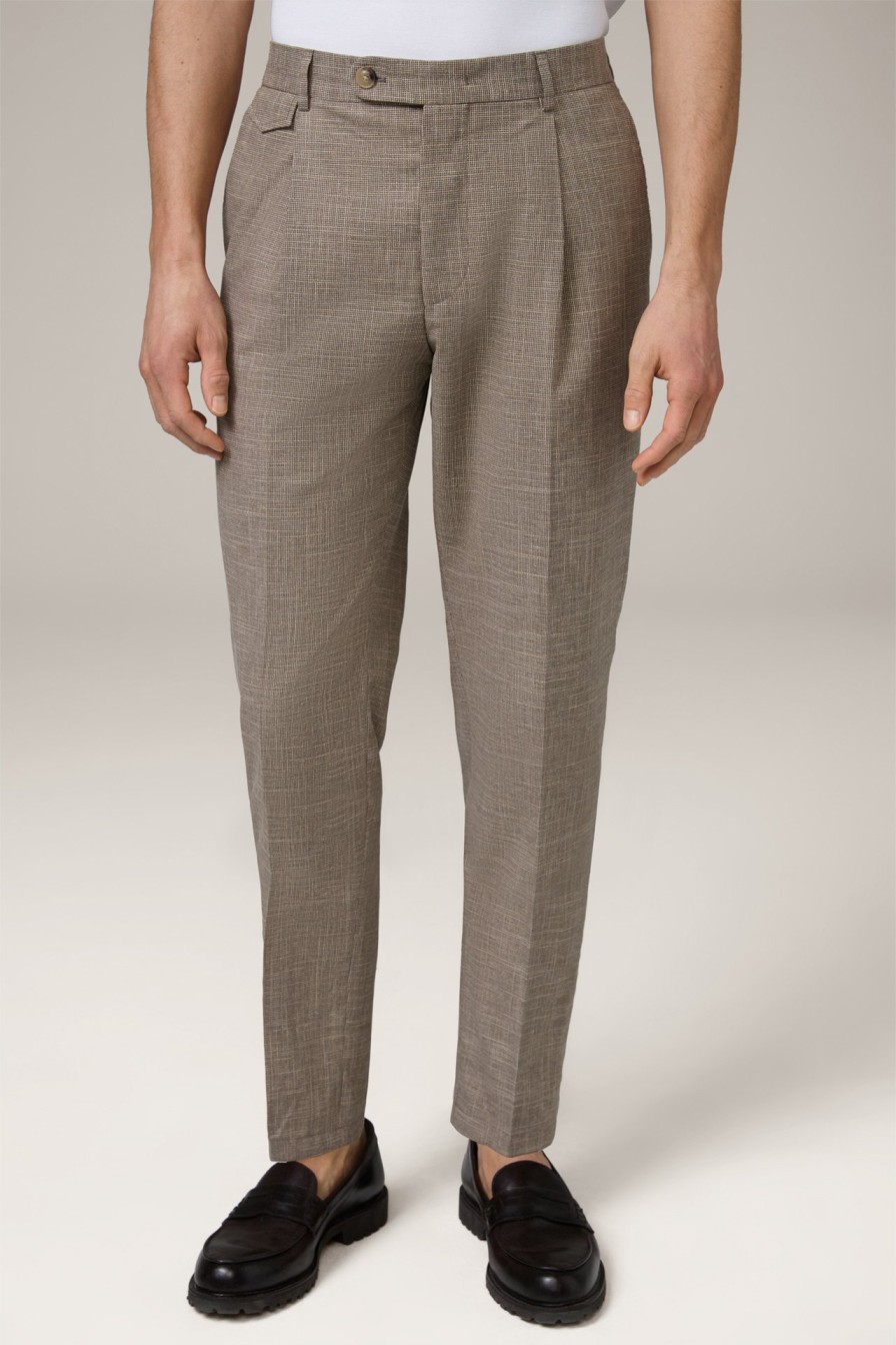 Online Windsor Silvi Modular Cotton Blend Trousers With Pleat-Front In A Brown And Beige Pattern