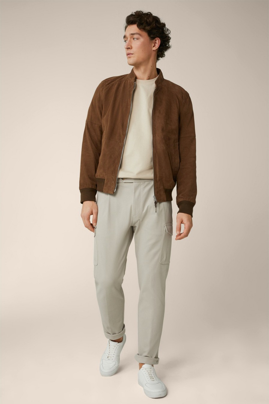 Online Windsor Borello Goatskin Suede Leather Blouson In Brown