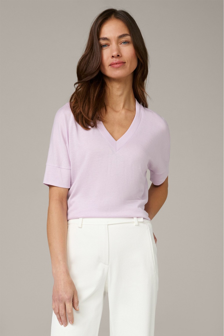 New Windsor Tencel/Cotton V-Neck Shirt In Lilac