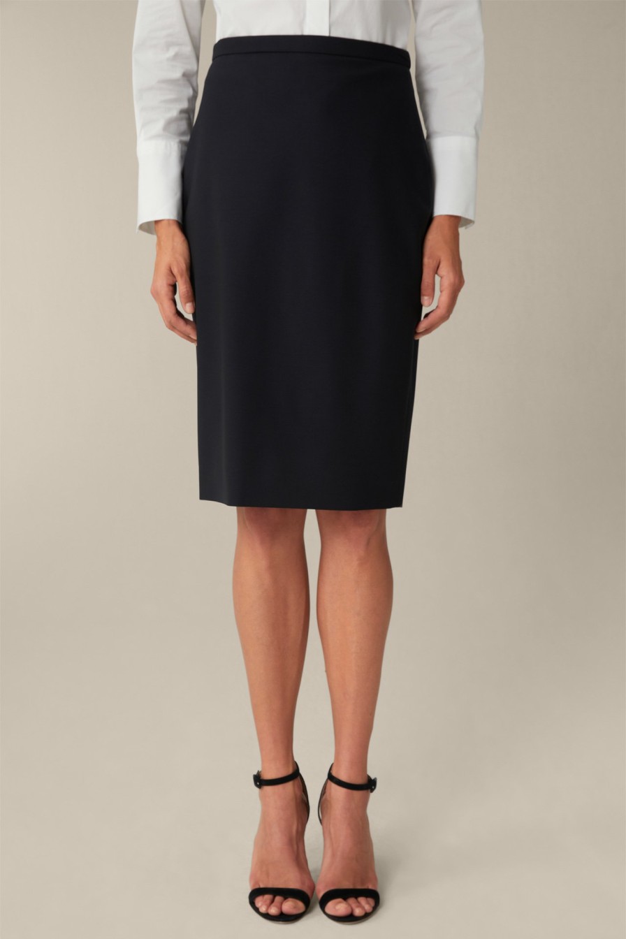 Best Windsor Virgin Wool Stretch Pencil Skirt In Navy