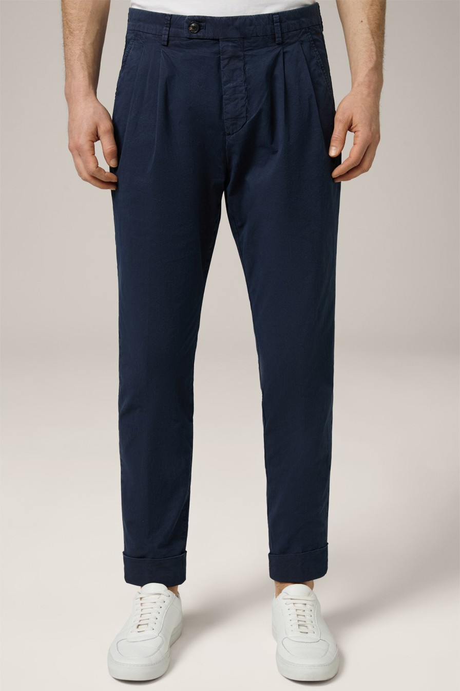 Clearance Windsor Lightweight Salvino Summer Cotton Chinos With Pleats In Navy