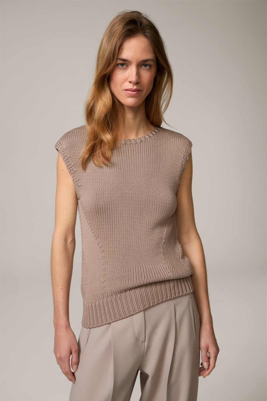 New Windsor Viscose Mix Chunky Knit Top In Taupe