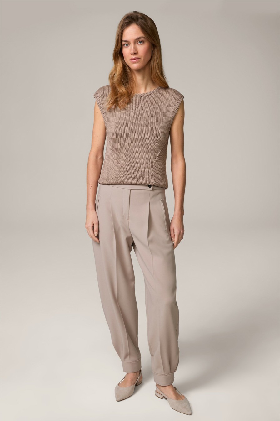 New Windsor Viscose Mix Chunky Knit Top In Taupe