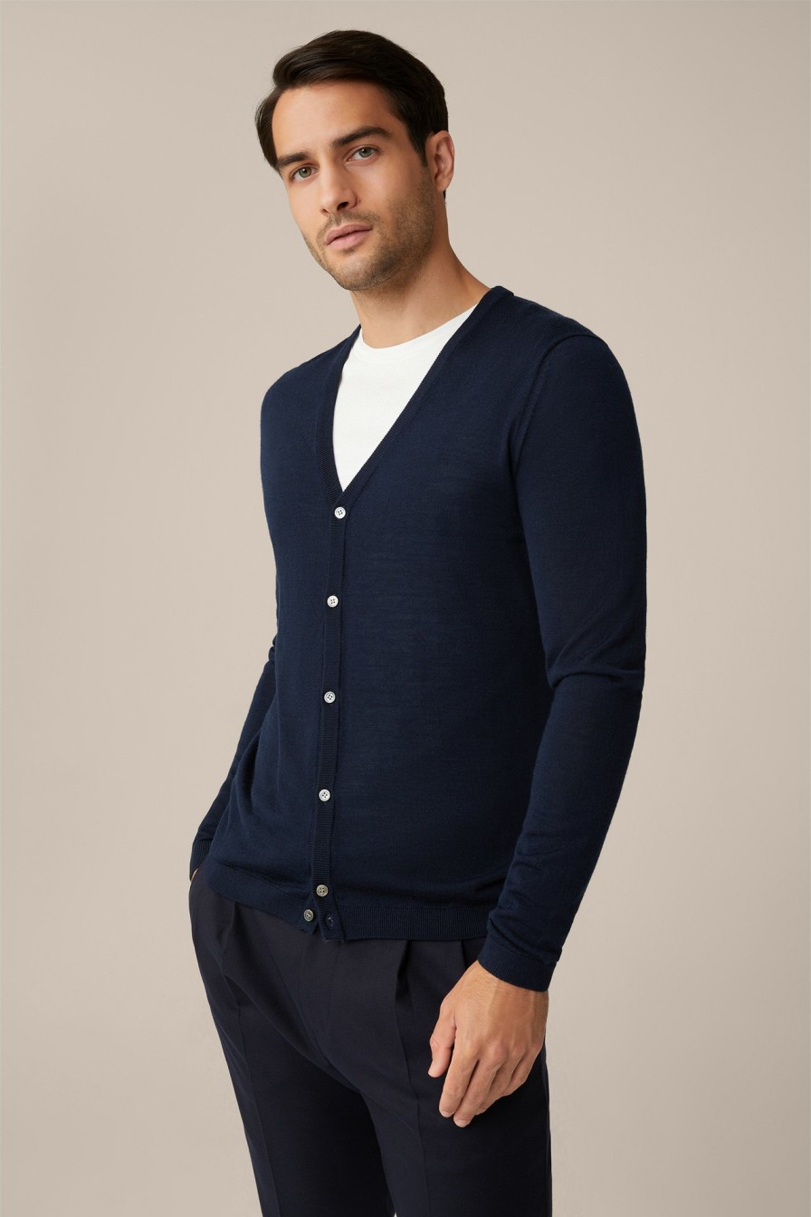 Clearance Windsor Nando Virgin Wool Knitted Jacket With Silk And Cashmere In Navy