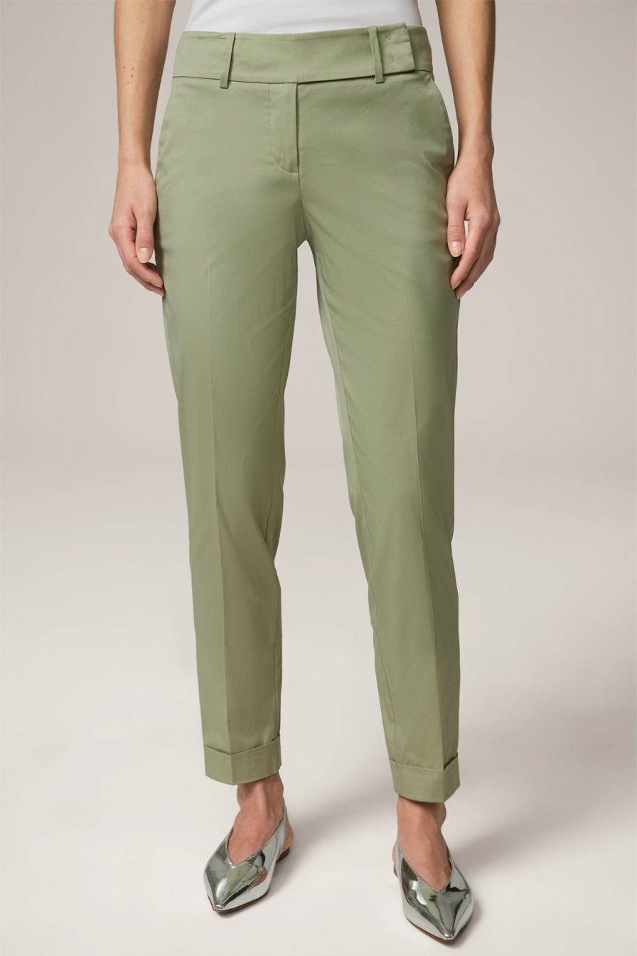 Best Windsor Cotton Stretch Suit Trousers With Turn-Ups In Light Green