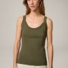 Clearance Windsor Tencel/Cotton Ribbed Top In Olive