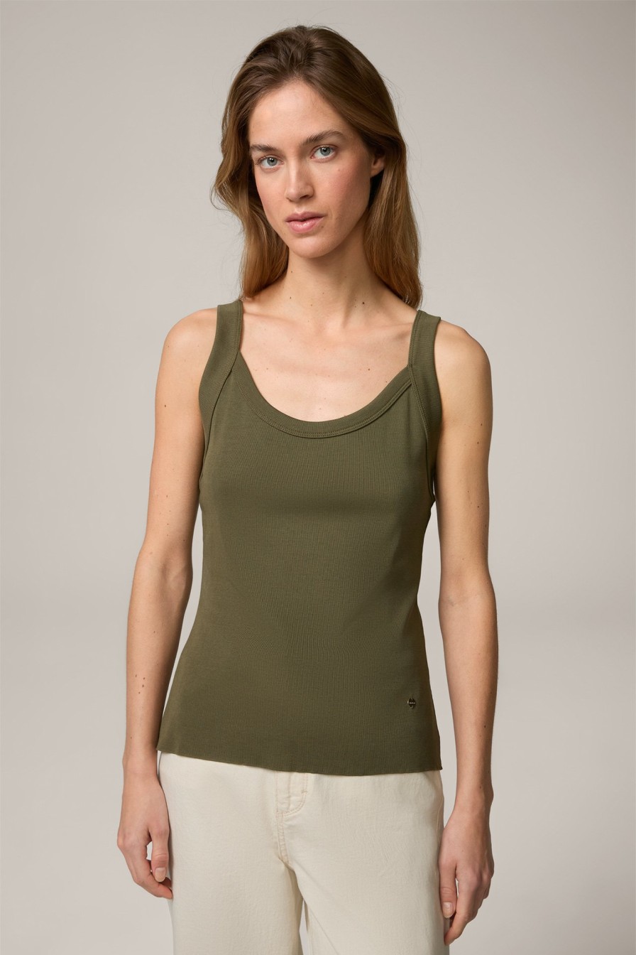 Clearance Windsor Tencel/Cotton Ribbed Top In Olive