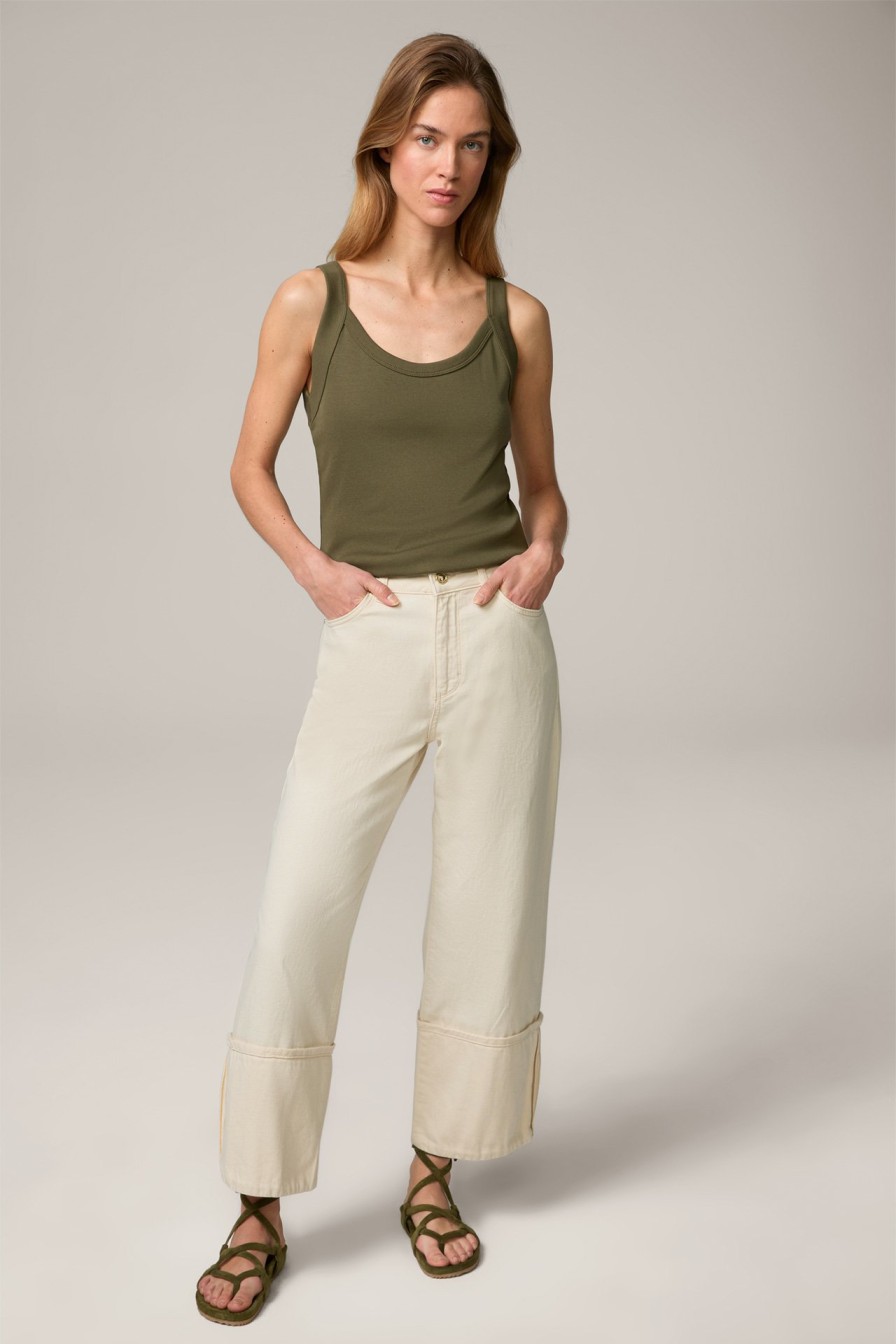 Clearance Windsor Tencel/Cotton Ribbed Top In Olive