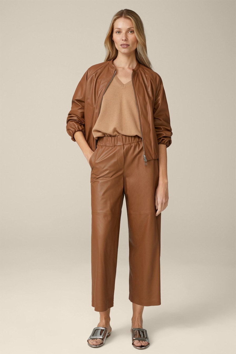 Wholesale Windsor Lamb Nappa Leather Culottes In Cognac