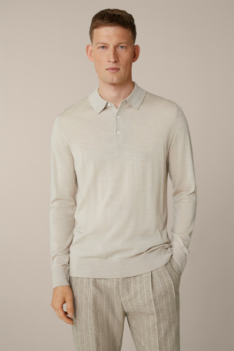 Clearance Windsor Nando Knitted Polo Shirt With Silk And Cashmere In Beige