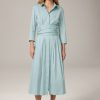 Online Windsor Midi-Length Cotton Stretch Shirt Dress In Light Blue