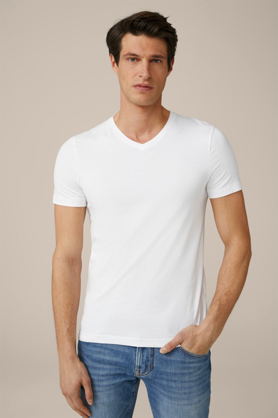 Clearance Windsor Two-Pack Of Stretch Cotton-Blend V-Neck T-Shirts In White