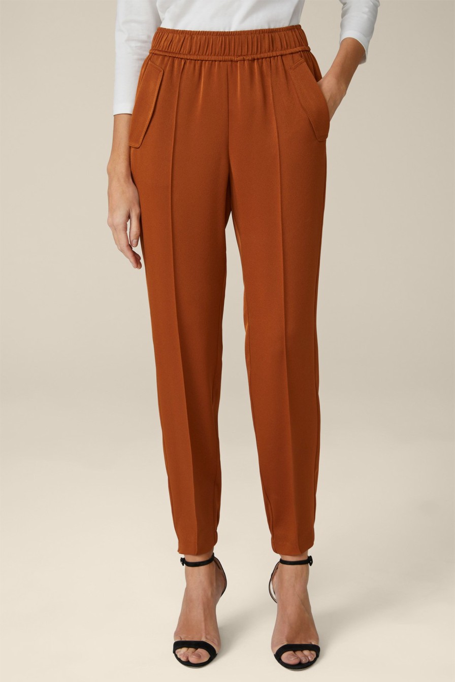 New Windsor Jogger-Style Crepe Trousers In Copper