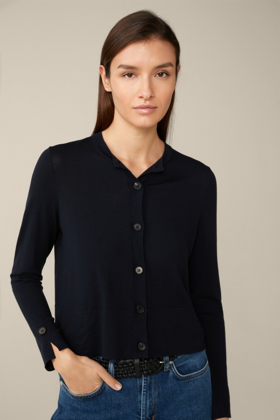 Clearance Windsor Merino Knitted Cardigan In Navy