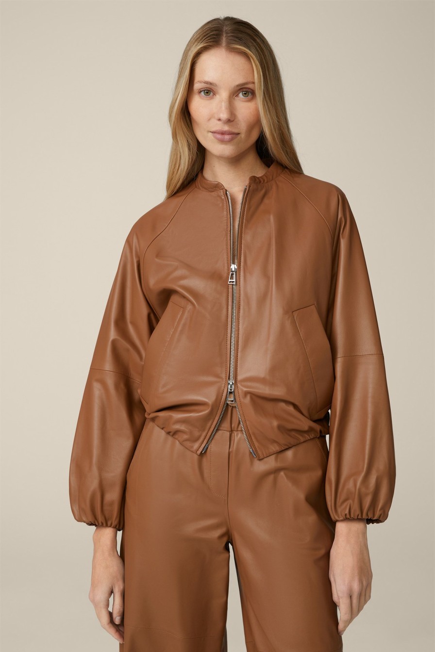 Hot Windsor Lamb Nappa Leather Blouson In Cognac