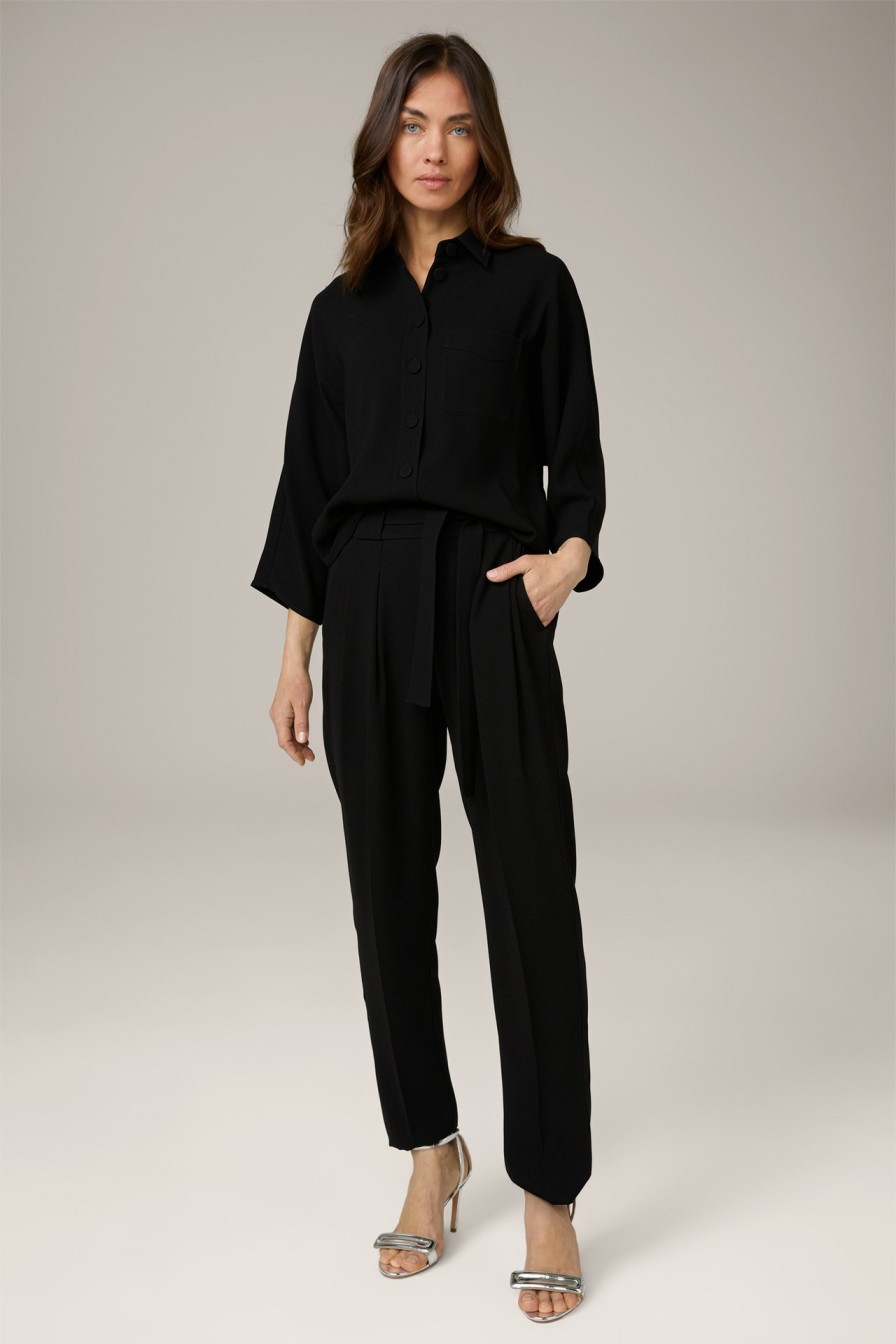 Clearance Windsor Crepe Blouse With Shirt Collar, Oversized, In Black