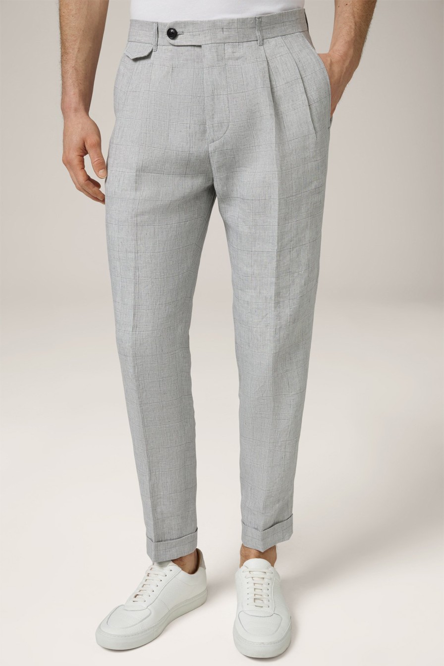 Clearance Windsor Sapo Modular Pleated Linen Trousers In A Grey Pattern