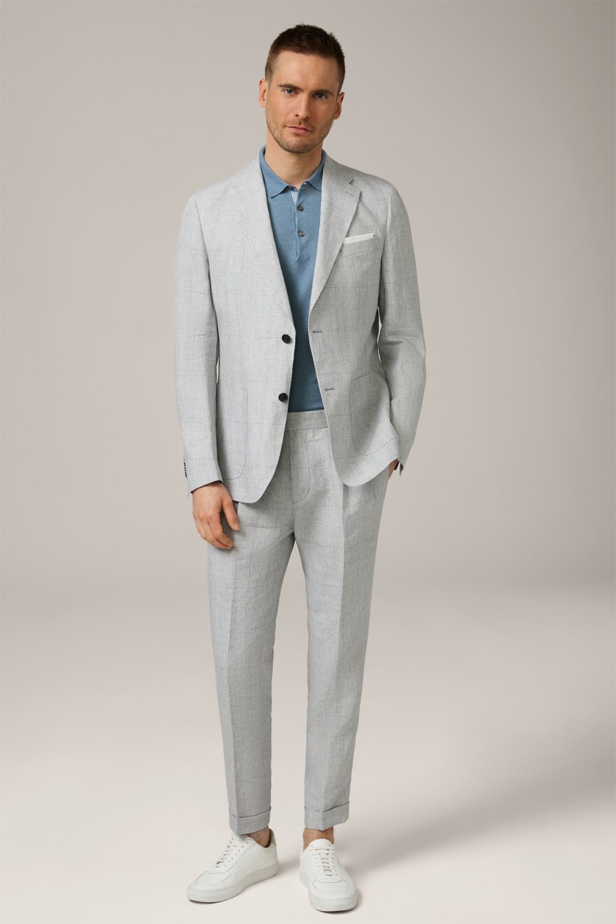 Clearance Windsor Sapo Modular Pleated Linen Trousers In A Grey Pattern