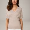 New Windsor Tencel/Cotton V-Neck Shirt In Taupe